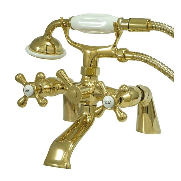 Deck-Mount Clawfoot Tub Faucet, Polished Brass, Deck Mount
