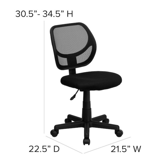 Flash Furniture Mesh Task Chair, 15-1-2" to 19-1-2", Black WA-3074-BK-GG