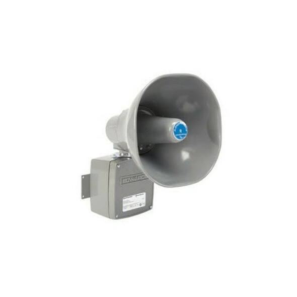 Remote Speaker Amplifier, Horn, Continuous, 120V AC, 100 dB, Zinc Alloy, Gray