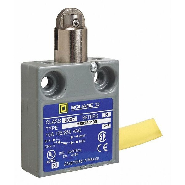 Limit Switch, Plunger, Roller, SPDT, 10A at 240V AC, Actuator Location: Top