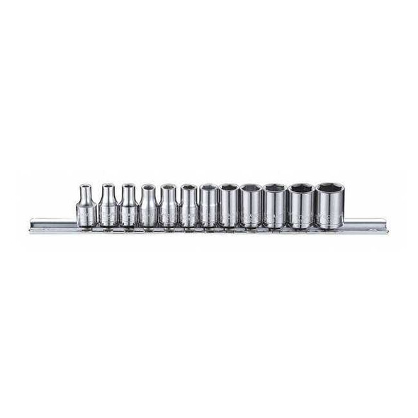 1/4" Drive Socket Set, Metric, 12pcs, Skt St, Chrm, 22-32 mm, 12Pt