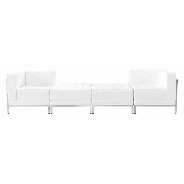 Flash Furniture Leather Lounge Set,4 pcs.,White ZB-IMAG-SET7-WH-GG Flash Furniture Leather Lounge Set,4 pcs.,White ZB-IMAG-SET7-WH-GG