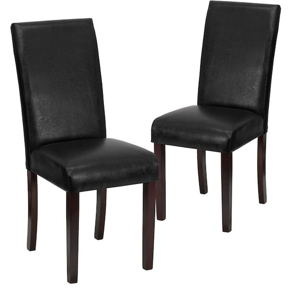 Flash Furniture Black Leather Parsons Chair,PK2 2-BT-350-BK-LEA-023-GG