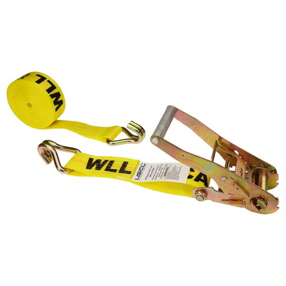 Us Cargo Control 2" x 18' Yellow Ratchet Strap w/ Double J Hook 5018WH-Y