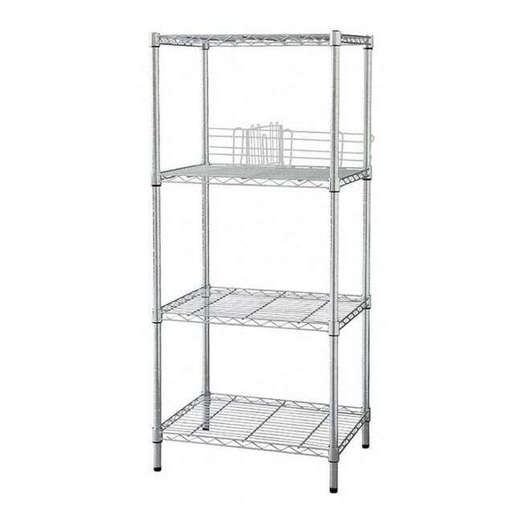 Wire Shelving Unit, 18"D x 48"W x 63"H, 4 Shelves, Chrome