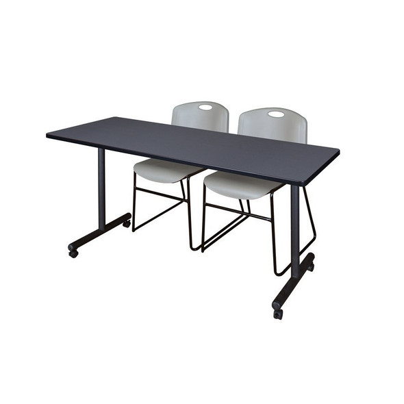 Kobe Rectangle Mobile table, 72" W, 29" H, Laminate Top, Gray MKTRCC7224GY44GY