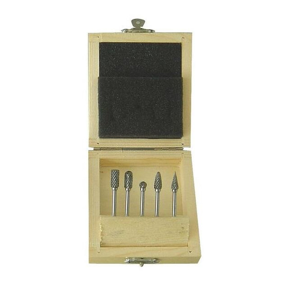 Westward Carbide Bur Set,Dbl Cut,1/8 In,5 Pcs 2LYT5