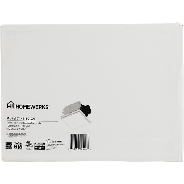 Homewerks 50 CFM 0.7 Sone Bathroom Exhaust Fan with LED Light
