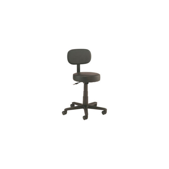 Interion All Purpose Mobile Stool with Backrest Black