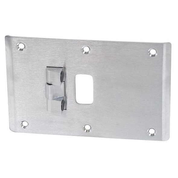 Door Strike Plate, Brass, Center Hung Mounting, Satin Chromium