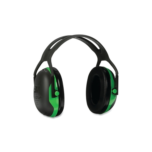 PELTOR™ X Series Earmuff, 22 dB NRR, Black/Green, Over the Head