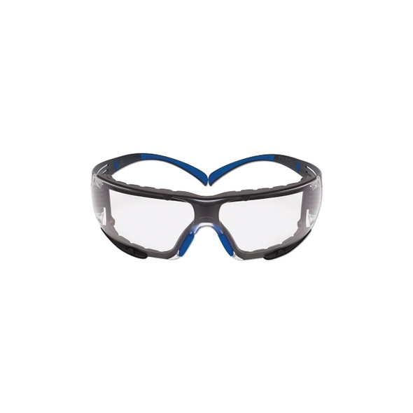 SecureFit™ 400 Series Protective Eyewear, Clear Poly Lens, Anti-Fog/Anti-Scratch, Black/Blue Plastic Temples, Foam Gasket