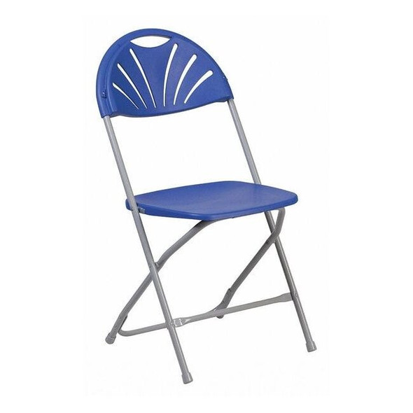 Flash Furniture Folding Chair,Plastic,Fan Back,Blue LE-L-4-BL-GG