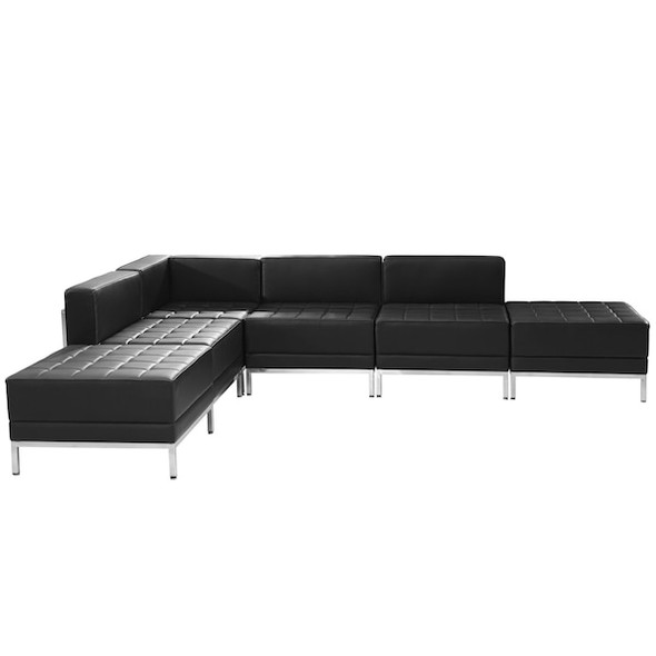 6 pcs. Living Room Set, 28-3/4", 84-1/2" x 27-1/2", Upholstery Color: Black