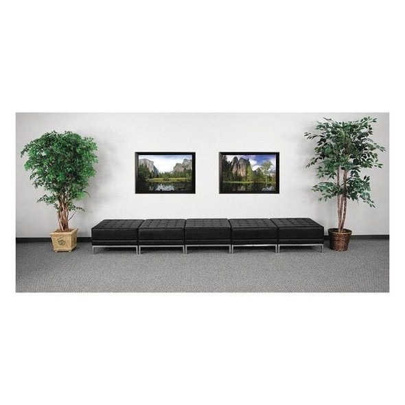 HERCULES Imagination Series Black LeatherSoft Five Seat Bench with Ganging Clips