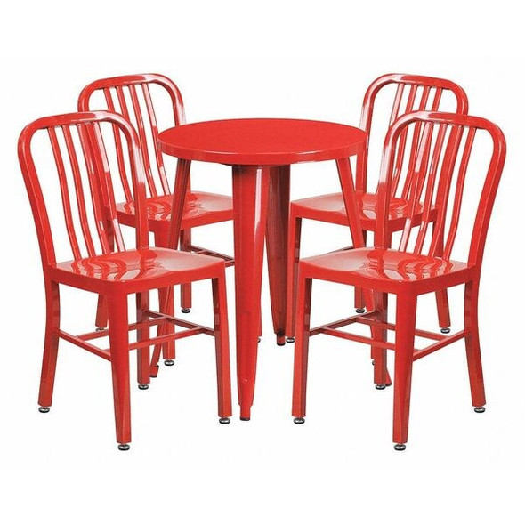 Flash Furniture Red Metal Table Set,24RD CH-51080TH-4-18VRT-RED-GG Flash Furniture Red Metal Table Set,24RD CH-51080TH-4-18VRT-RED-GG