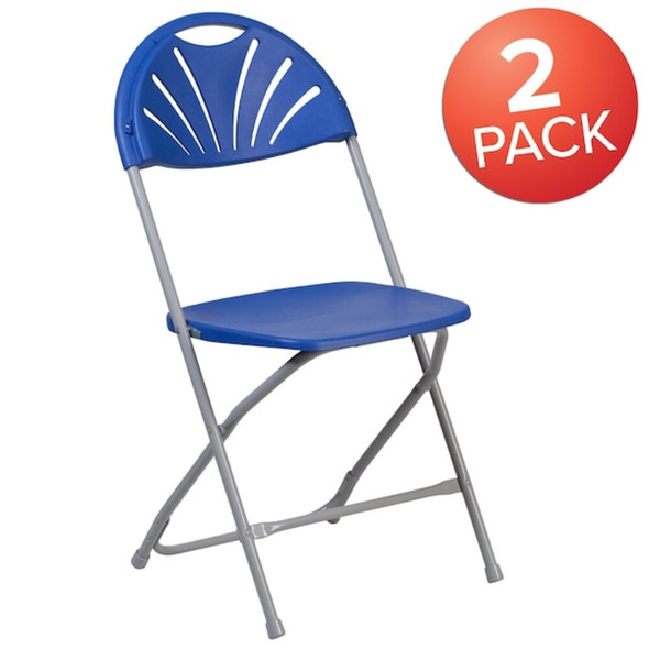 Flash Furniture Blue Plastic Folding Chair,PK2 2-LE-L-4-BL-GG
