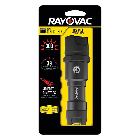 Rayovac® Virtually Indestructible 3AAA LED Flashlight, Black, 1/Each