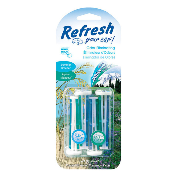 Energizer® Refresh Your Car® Vent Sticks, Alpine Meadow/Summer Breeze, 4/Pkg