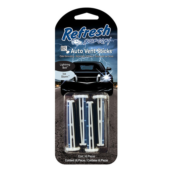 Energizer® Refresh Your Car® Vent Sticks, Lightning Bolt/Ice Storm, 4/Pkg