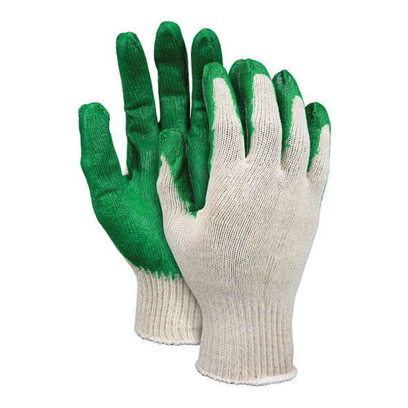 MCR Safety® Industry Standard Gloves, Natural/Green, Large, 12/Pair