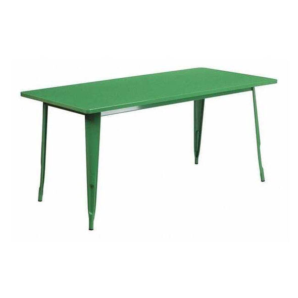 Rectangle Yellow Metal Table Set,31.5SQ, 31.5" W, 63" L, 29.5" H, Metal, Green