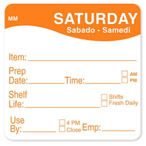 Daymark Food Safety Label,Yellow/White,2 in H IT120156-2-TUE