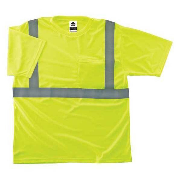 Ergodyne Short Sleeve Hi-Vis Shirt, Polyester Breathable Knit, Lime, S 8289