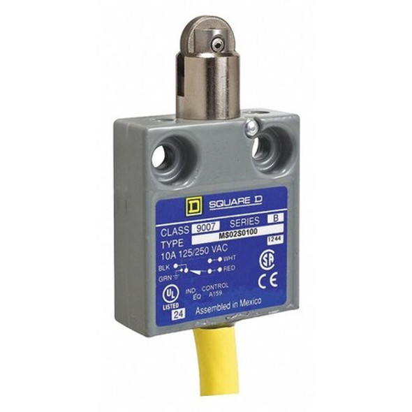 Limit Switch, Plunger, Roller, SPDT, 10A @ 240V AC, Actuator Location: Top