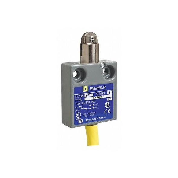 Limit Switch, Plunger, Roller, SPDT, 10A at 240V AC, Actuator Location: Top
