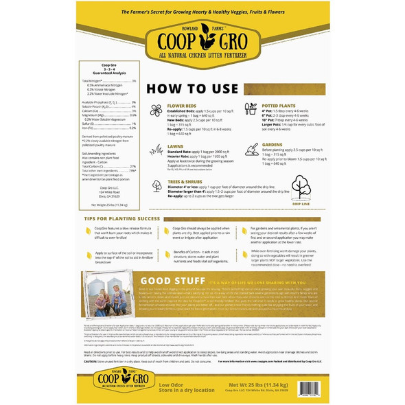 Coop Gro 25 Lb. Pelletized Organic Chicken Litter Fertilizer PN2501 737483