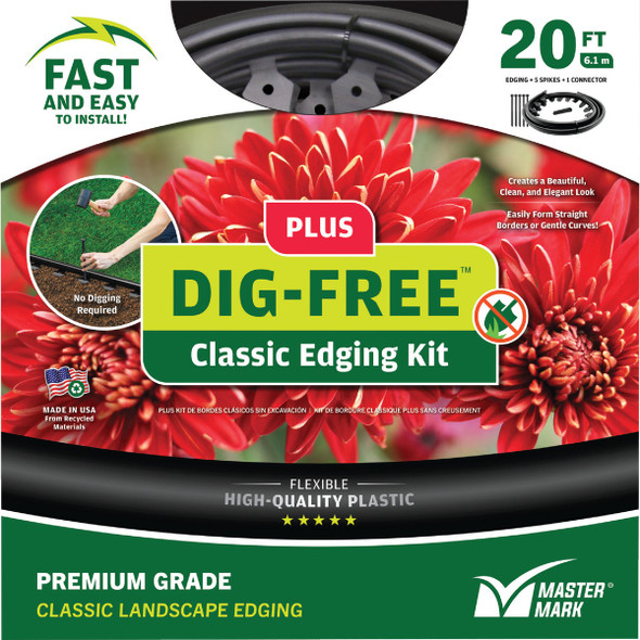 Master Mark Dig-Free Classic 20 Ft. Black Plastic Lawn Edging Kit 42220