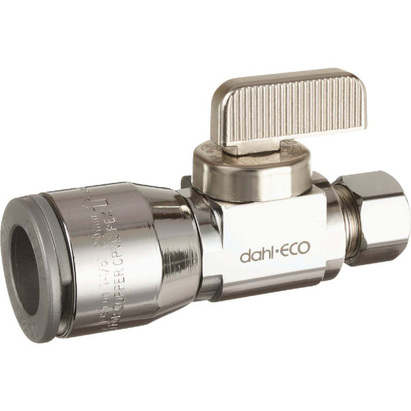 dahl 1/2 In. QUICK-GRIP x 3/8 In. OD Comp Straight Plated Supply Stop 511-QG3-31