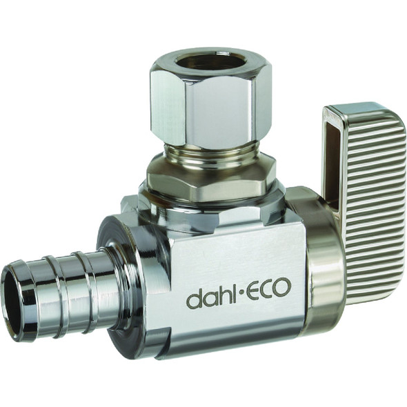 dahl 1/2 In. PEX Crimp x 3/8 In. OD Comp Angle Plated Supply Stop 611-PX3-31-BAG
