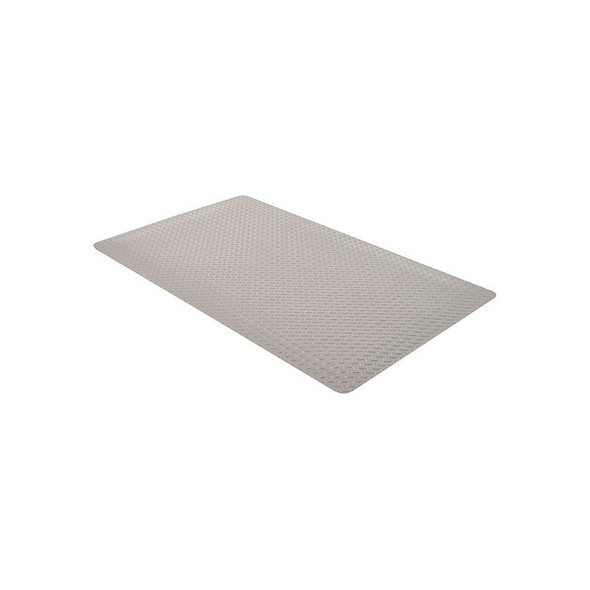 Antifatigue Mat, 12 ft L x 3 ft W, 9/16 in Thickness, Vinyl, Diamond Plate, Gray