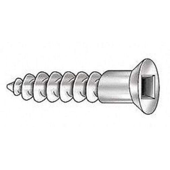 Wood Screw, #12, 1 in, Zinc Yellow Steel Flat Head Square Drive, 100 PK
