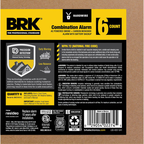 BRK 6pk Hw Ion Smke-Co Alarm 1046873 545125