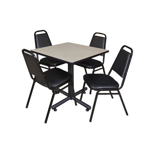 Kobe Kobe Square Table & Chair Set, Wood, Metal, Vinyl Top, Maple TKB3030PL29BK