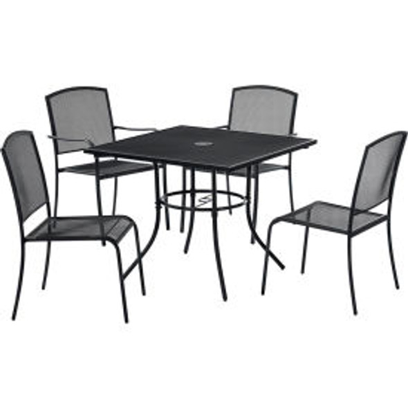 Global Industrial Mesh Caf Table and Chair Set 36"" Square 4 Armchairs Black