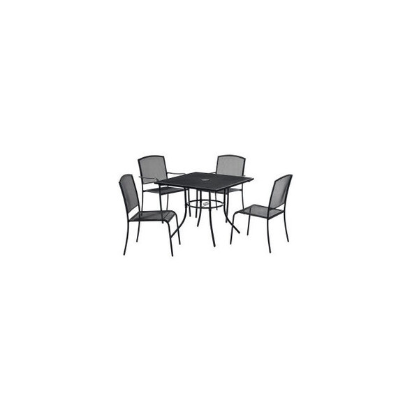 Global Industrial Mesh Caf Table and Chair Set 36"" Square 4 Armchairs Black