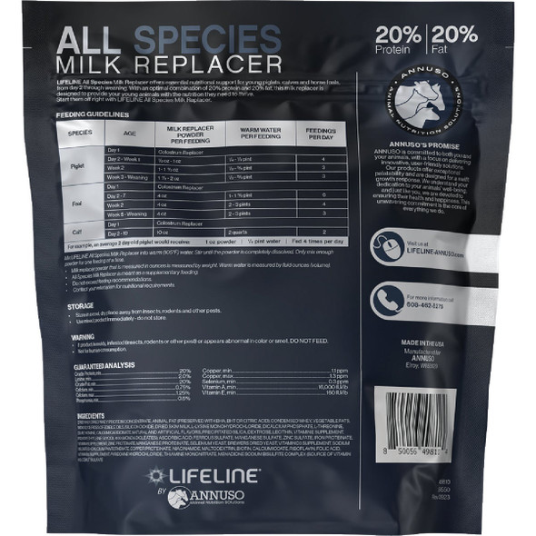 LifeLine 10 Lb. 20% Protein/20% Fat All Species Milk Replacer