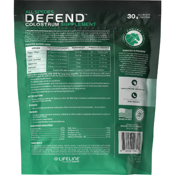 LifeLine Defend 1 Lb. 30G Globulin Protein All Species Colostrum Supplement 49801 730470