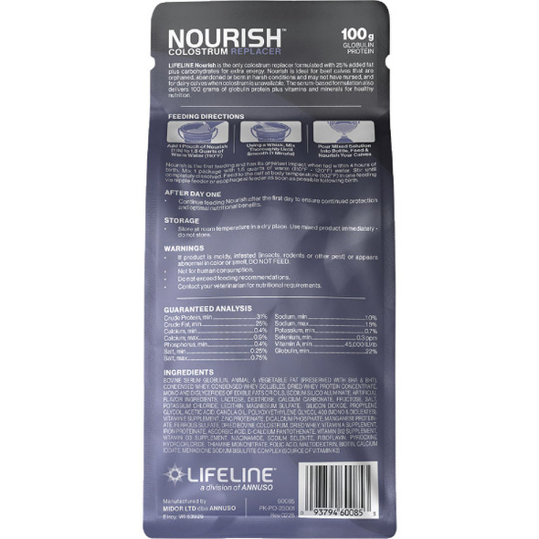 LifeLine Nourish 1 Lb. 100G Globulin Protein Complete Colostrum Replacer for Calves