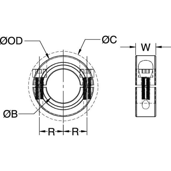 Ruland Shaft Collar,Clamp,2Pc,5-8 In,Alum SP-10-A