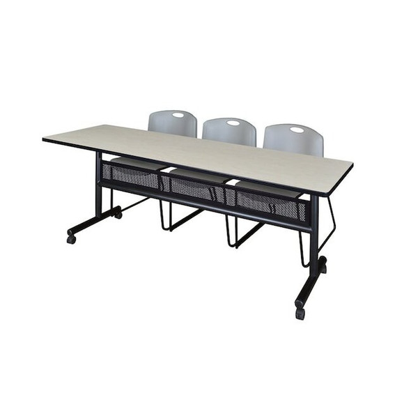 Kobe Rectangle FlipTop Table, 84" W, 29" H, Laminate Top, Maple MKFTM8424PL44GY