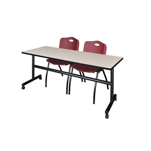 Kobe Rectangle FlipTop Table, 72" W, 29" H, Laminate Top, Maple MKFT7230PL47BY