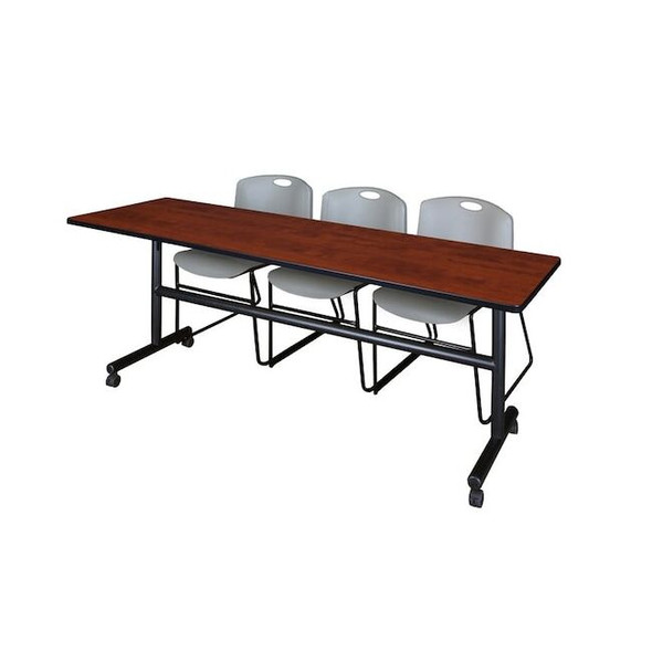 Kobe Rectangle FlipTop Table, 84" W, 29" H, Laminate Top, Cherry MKFT8424CH44GY