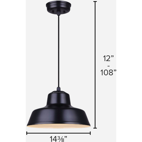 Canarm Levi 14 In. Black Metal Warehouse Pendant Light Fixture