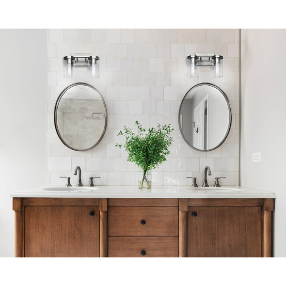 Canarm Britton 2-Light Brushed Nickel Vanity Bath Light Fixture, Clear Glass IVL1234A02BN 526223