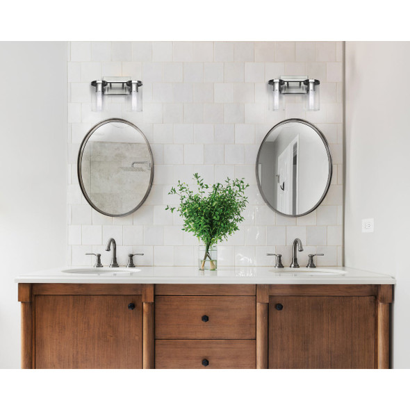 Canarm Britton 2-Light Brushed Nickel Vanity Bath Light Fixture, Clear Glass